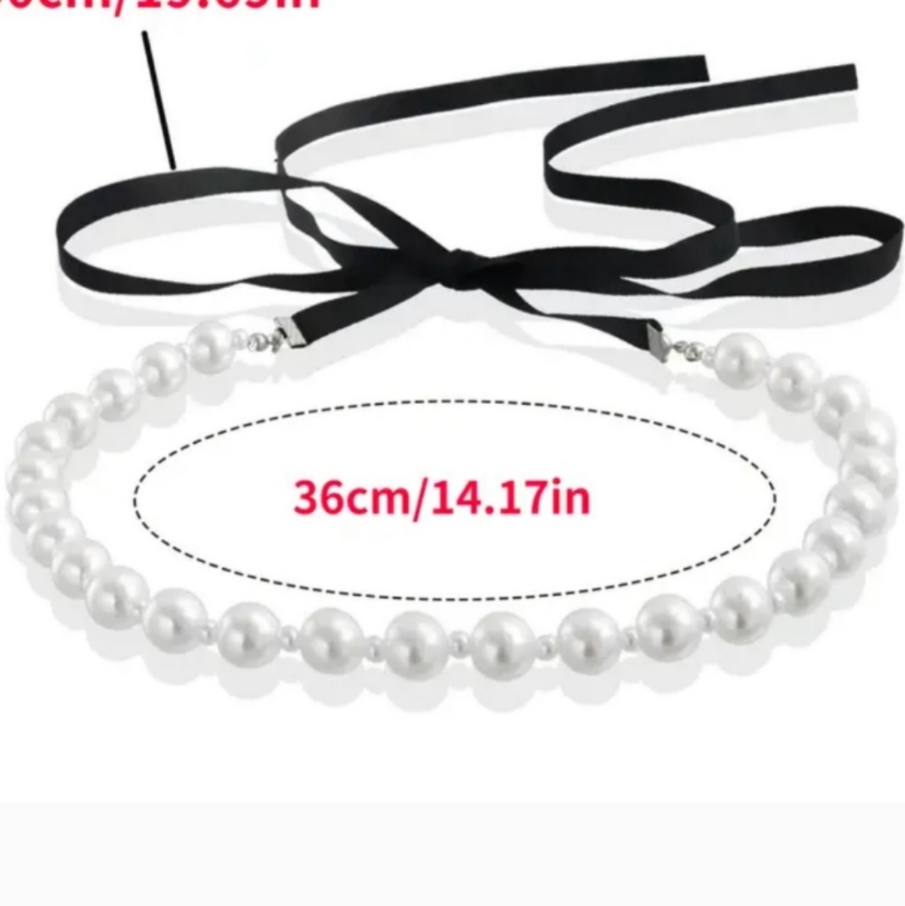 Faux Pearl Chain w/Large Bowknot Ribbon - Picture 4 of 4